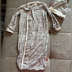 Magnetic Me Newborn Sheep Print Gown With Hat.